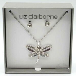 Liz Claiborne Dragonfly Necklace And Earring Set